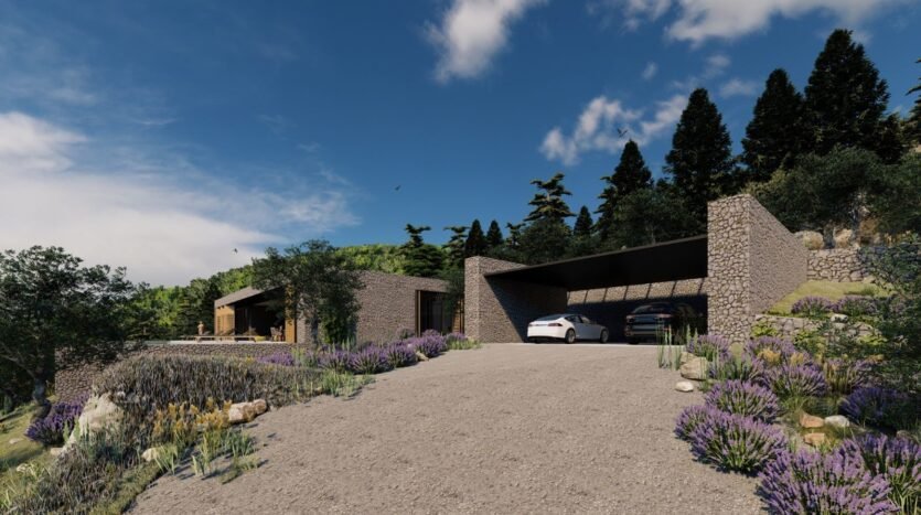 Korčula, zemljište s projektom, pogled na more, prodaja