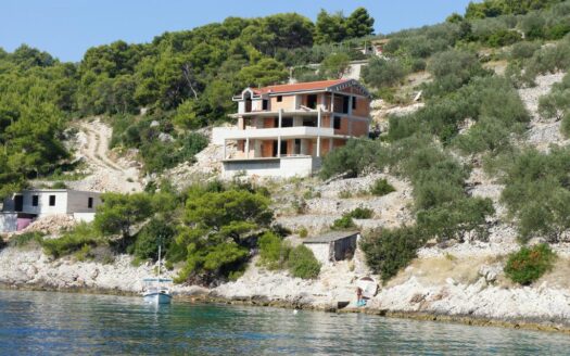 Korčula, Vela Luka, villa, first row, Roh-bau, sale