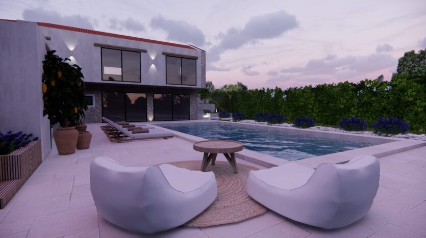 Istria, Croatia, village Rakotule, building plot with permit for villa with pool