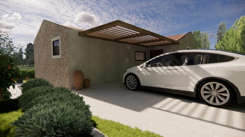 Istria, Croatia, village Rakotule, building plot with permit for villa with pool