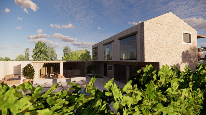 Istria, Croatia, village Rakotule, building plot with permit for villa with pool