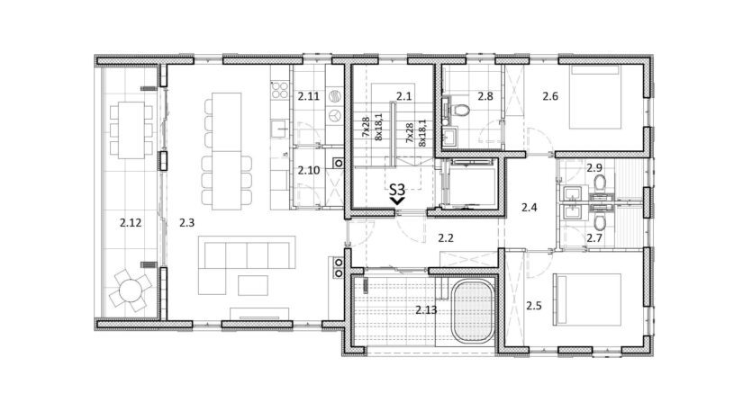 Novogradnja Cres tlocrt stana 2.kat
